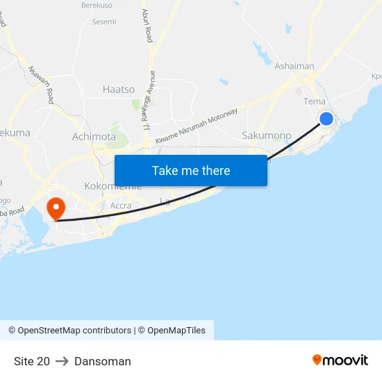 Site 20 to Dansoman map