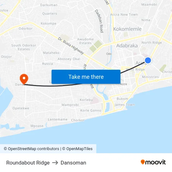 Roundabout Ridge to Dansoman map