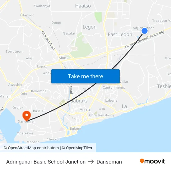 Adringanor Basic School Junction to Dansoman map