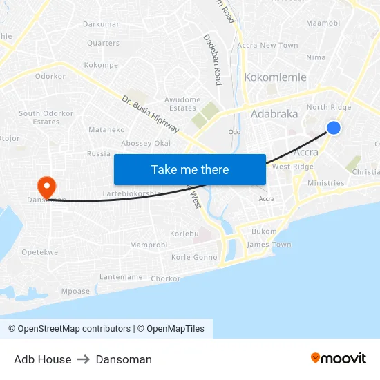 Adb House to Dansoman map