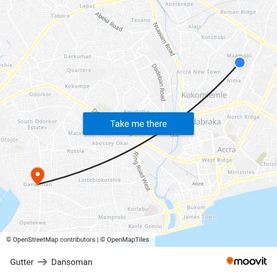 Gutter to Dansoman map