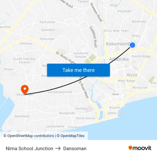 Nima School Junction to Dansoman map