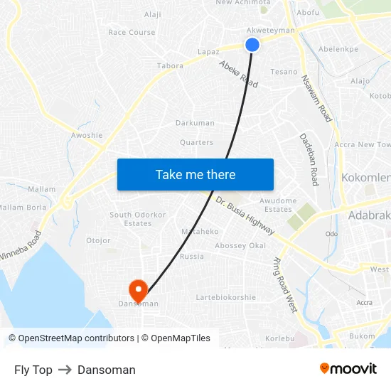 Fly Top to Dansoman map