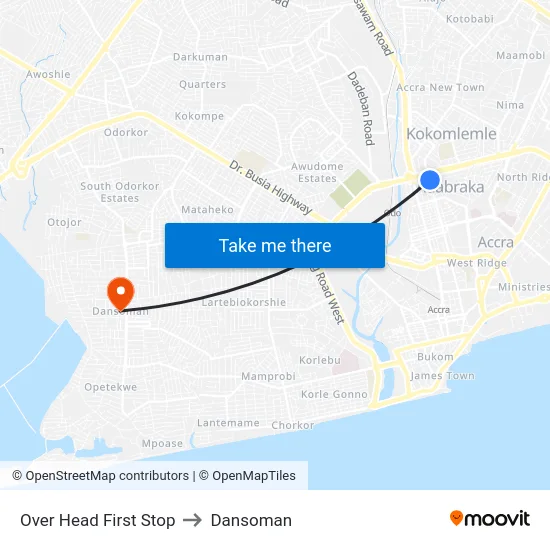 Over Head First Stop to Dansoman map