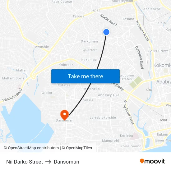 Nii Darko Street to Dansoman map