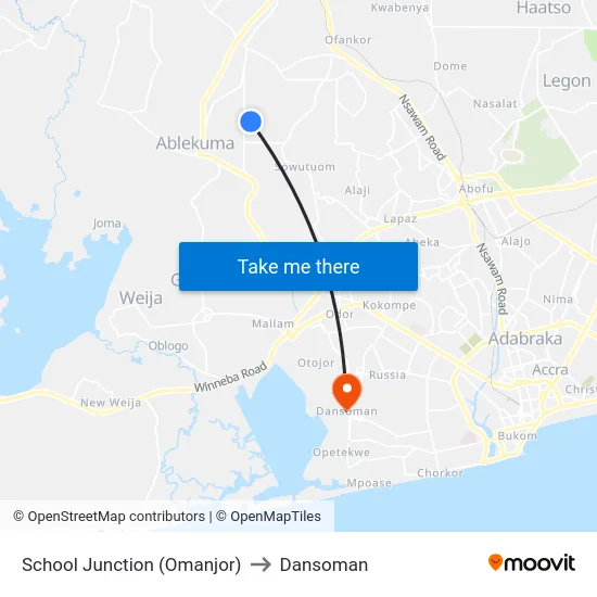 School Junction (Omanjor) to Dansoman map