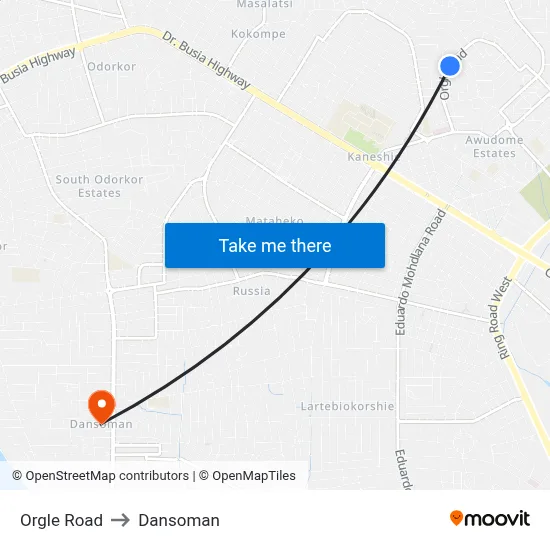 Orgle Road to Dansoman map