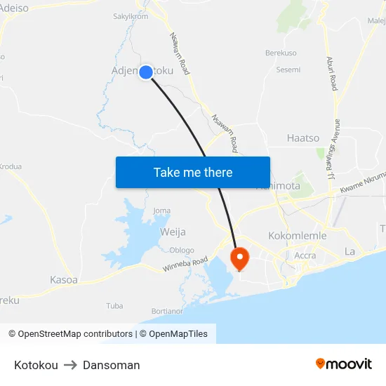 Kotokou to Dansoman map