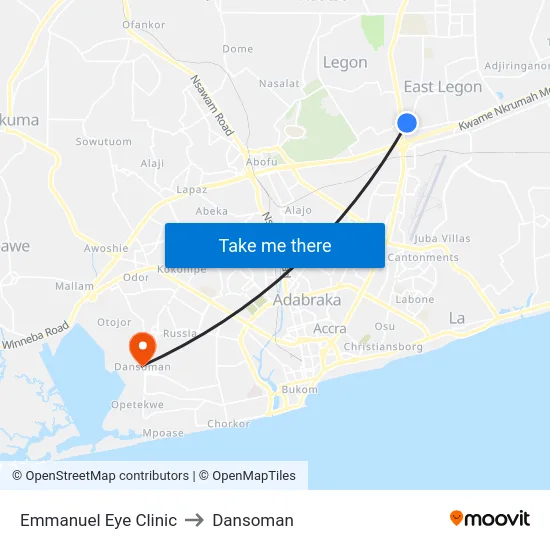 Emmanuel Eye Clinic to Dansoman map