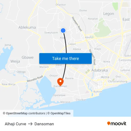 Alhaji Curve to Dansoman map