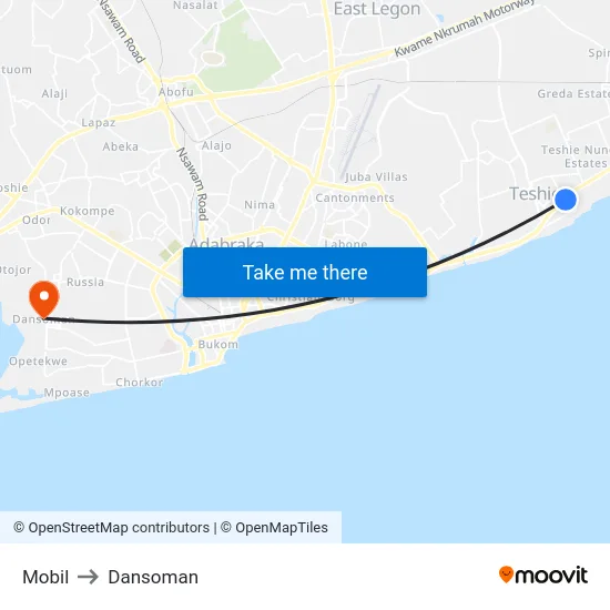 Mobil to Dansoman map