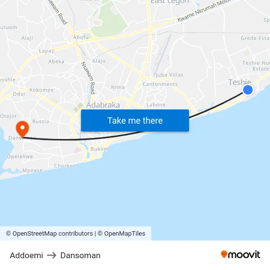 Addoemi to Dansoman map