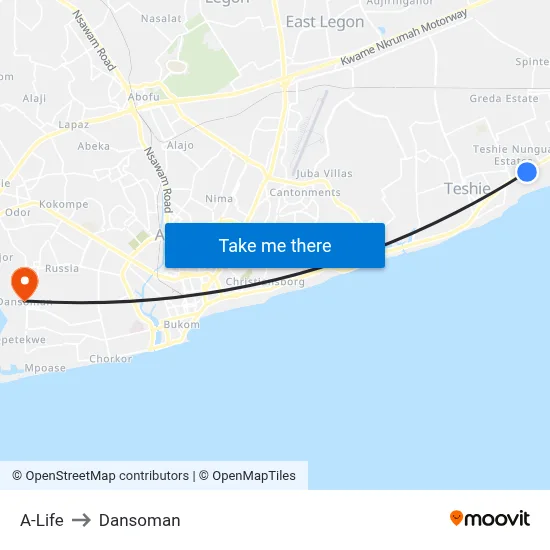 A-Life to Dansoman map