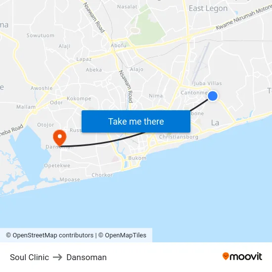 Soul Clinic to Dansoman map