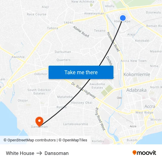 White House to Dansoman map