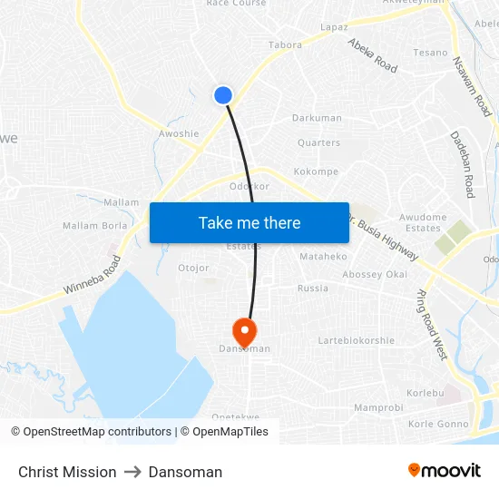 Christ Mission to Dansoman map