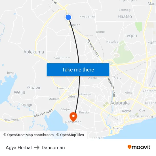 Agya Herbal to Dansoman map