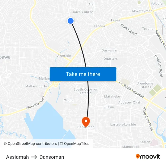 Assiamah to Dansoman map