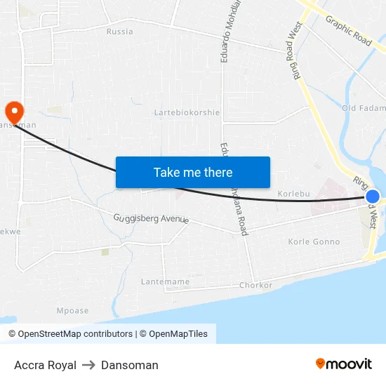 Accra Royal to Dansoman map
