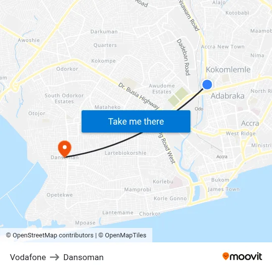 Vodafone to Dansoman map