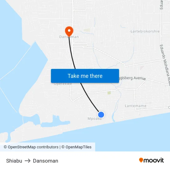 Shiabu to Dansoman map