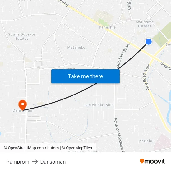 Pamprom to Dansoman map