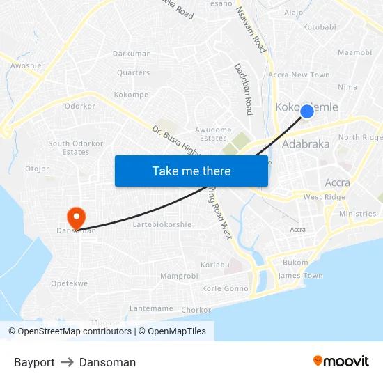 Bayport to Dansoman map