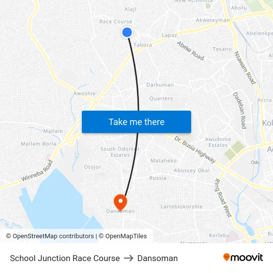 School Junction Race Course to Dansoman map