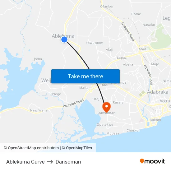 Ablekuma Curve to Dansoman map