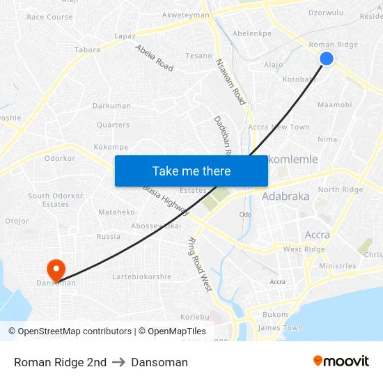 Roman Ridge 2nd to Dansoman map