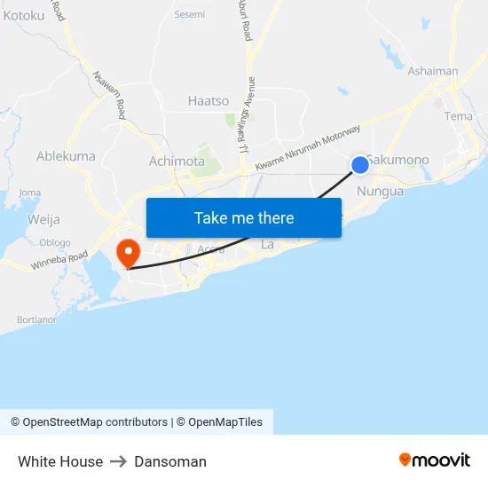 White House to Dansoman map