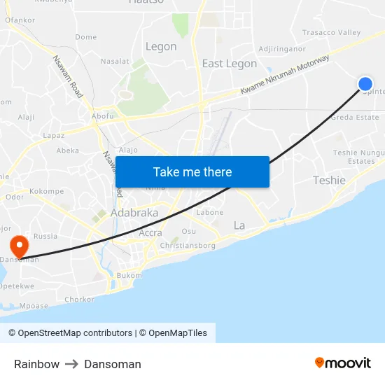 Rainbow to Dansoman map