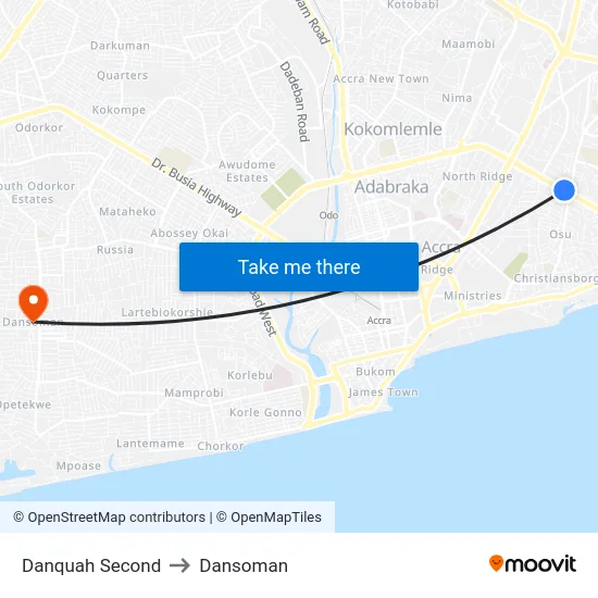 Danquah Second to Dansoman map