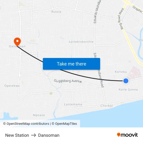 New Station to Dansoman map