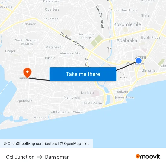 Oxl Junction to Dansoman map
