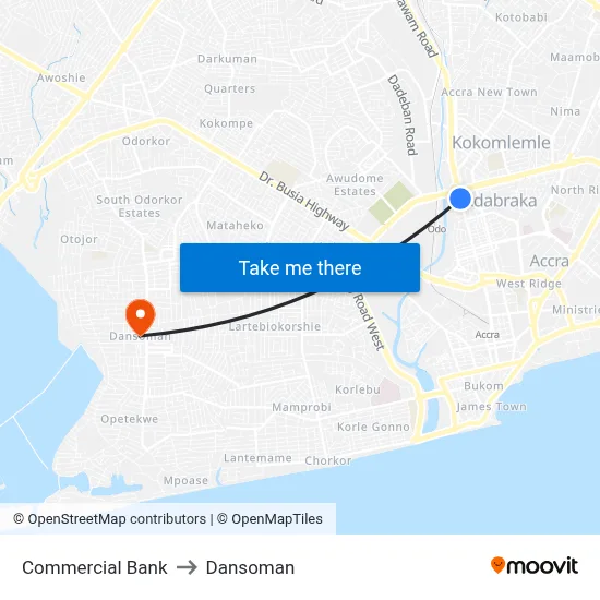 Commercial Bank to Dansoman map