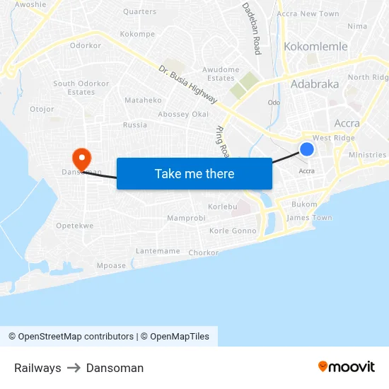 Railways to Dansoman map