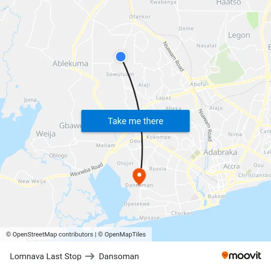 Lomnava Last Stop to Dansoman map