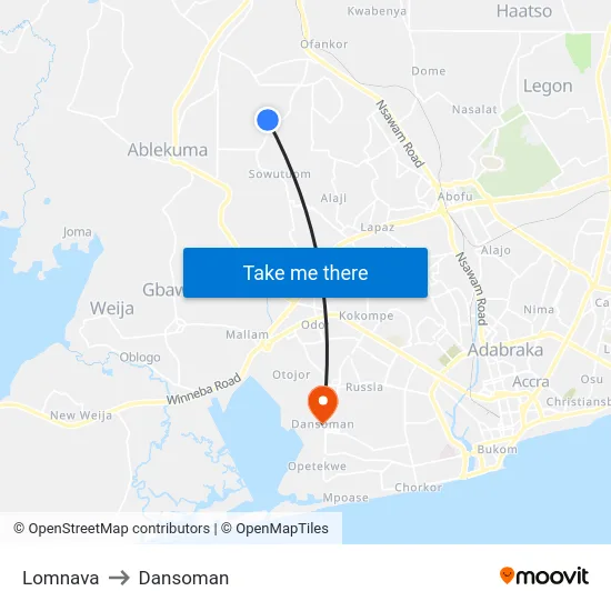 Lomnava to Dansoman map