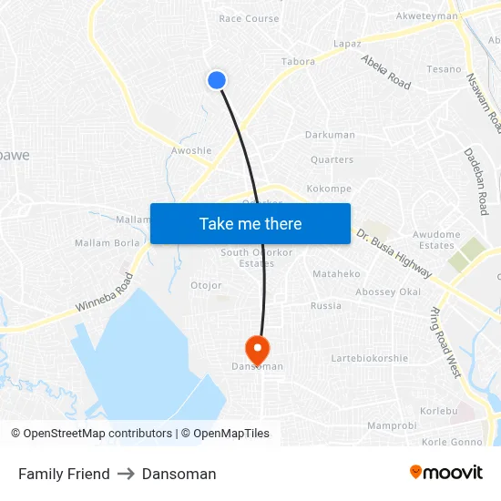 Family Friend to Dansoman map