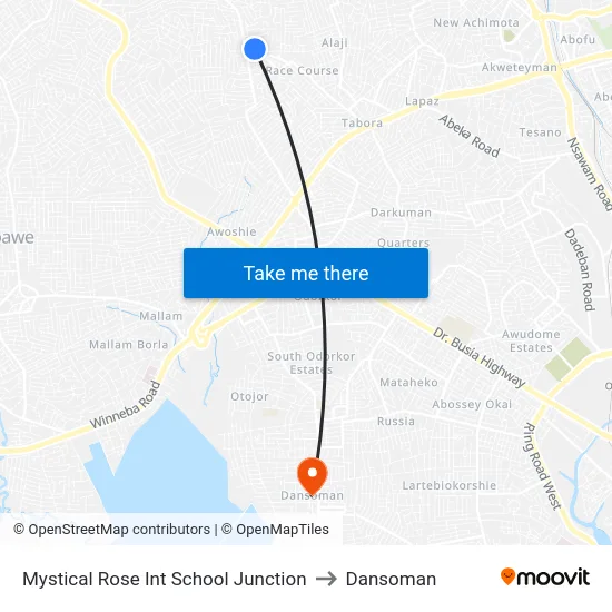Mystical Rose Int School Junction to Dansoman map