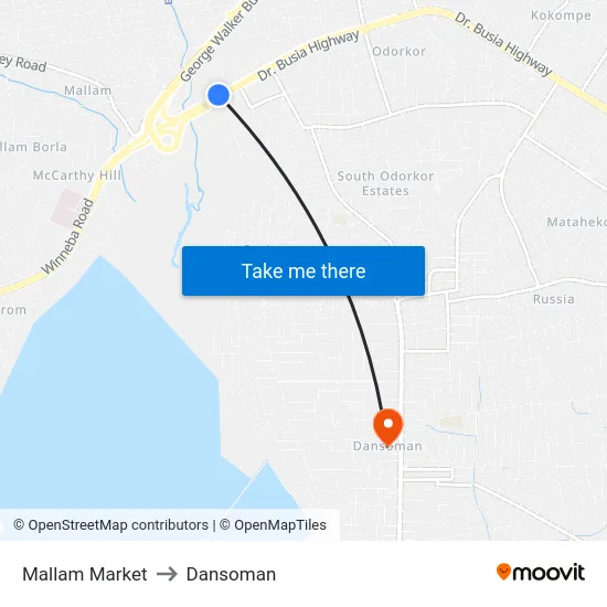 Mallam Market to Dansoman map