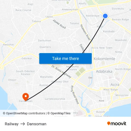 Railway to Dansoman map