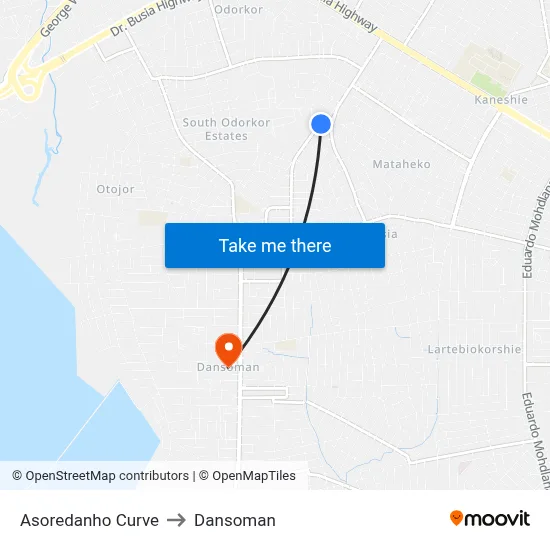 Asoredanho Curve to Dansoman map