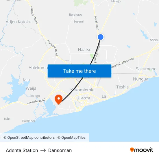 Adenta Station to Dansoman map