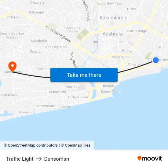 Traffic Light to Dansoman map