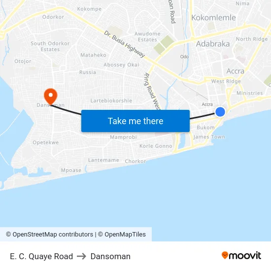 E. C. Quaye Road to Dansoman map