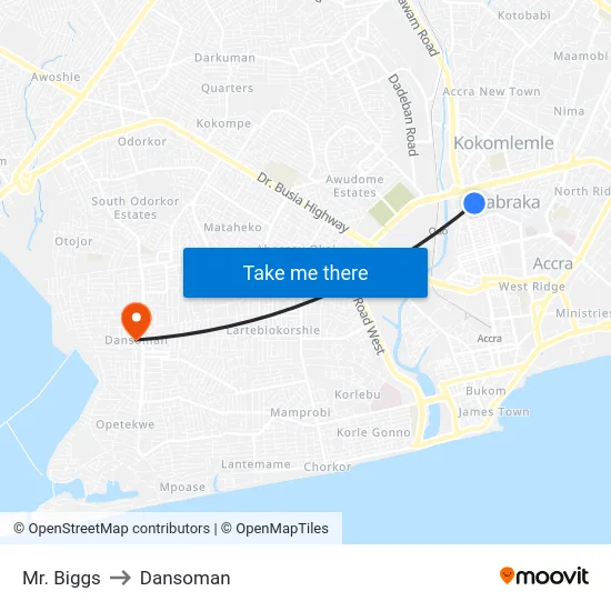 Mr. Biggs to Dansoman map