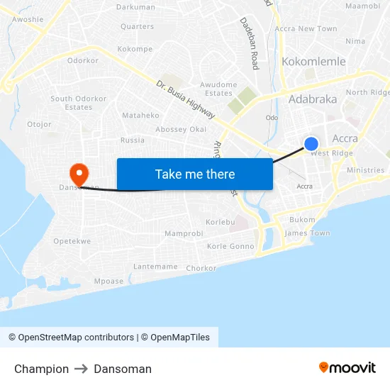 Champion to Dansoman map