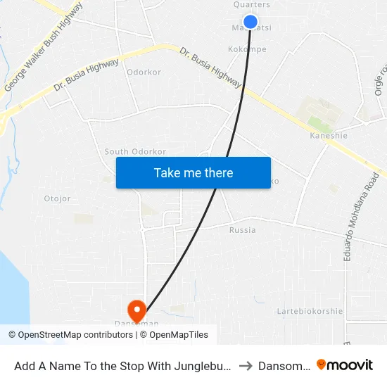 Add A Name To the Stop With Junglebus App to Dansoman map